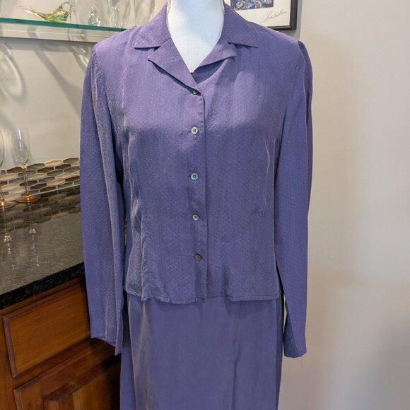 Liz Claiborne Vintage Purple Sheath Maxi Dress Jacket 2pc Set Size 6 Formal - Picture 4 of 9